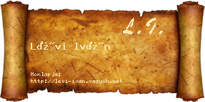 Lévi Iván névjegykártya